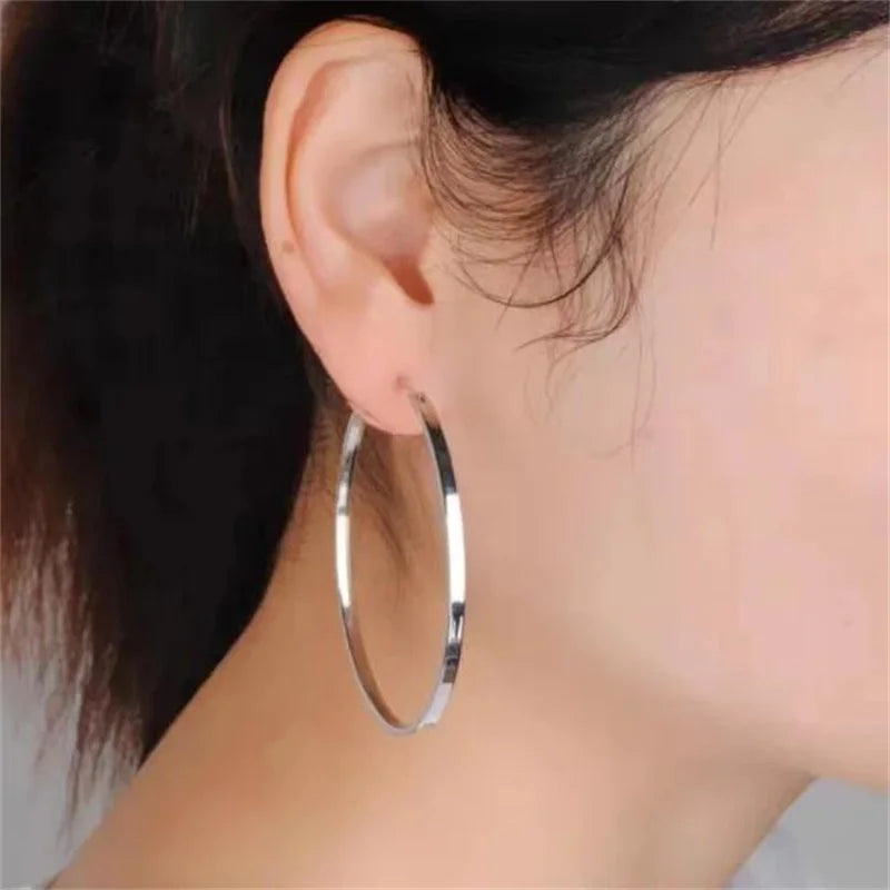 Senlissi - New Fashion 18K Gold Plated Hoop Earrings For Women 925 Sterling Silver Earring Cерьги Kольца Jewelry Girlfriend Gift