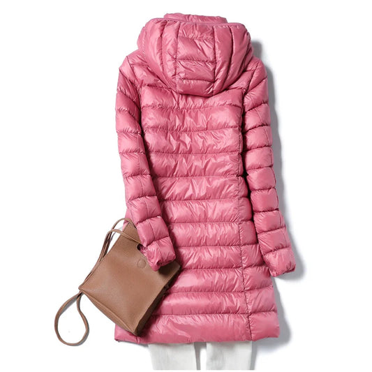 Winter Women Down Jackets Long White Duck Down Ultra Light Thin Casual