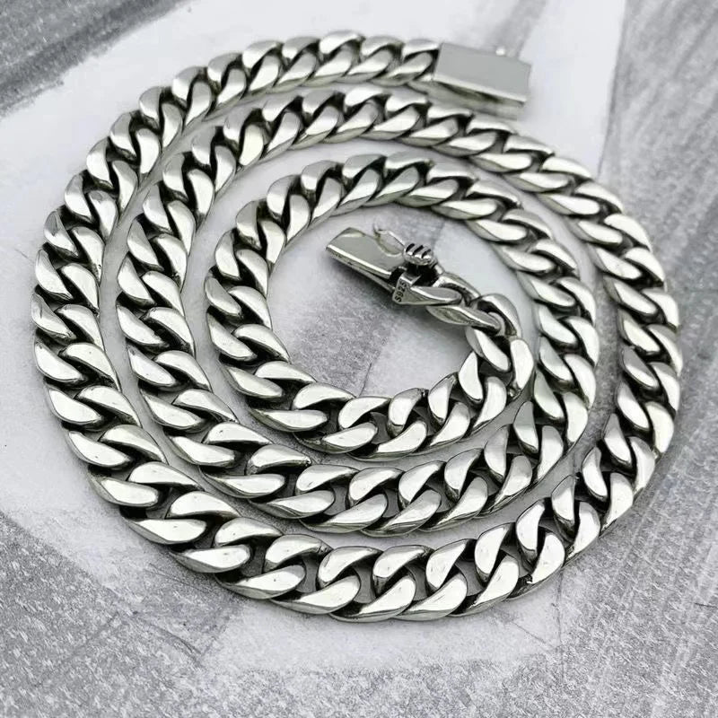 100% S925 Sterling Silver Necklace Bracelet Punk S925 Silver Jewelry Never Fade Carry certificate Men Women Jewelry Gifts