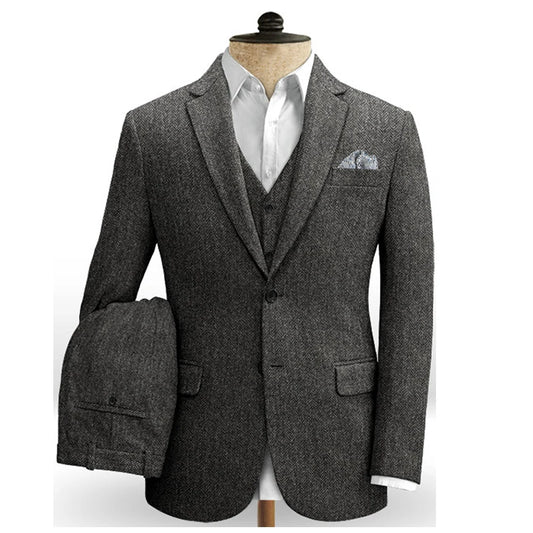 Classic Mens Tweed Suits Tweed Suit Homme Vintage Single Breasted Suits For Men
