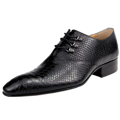 Classic Oxford Serpentine Low Heel Print Men Shoes Formal Leather Lace Up Men's Shoe Social Male  social Wedding Dress designer