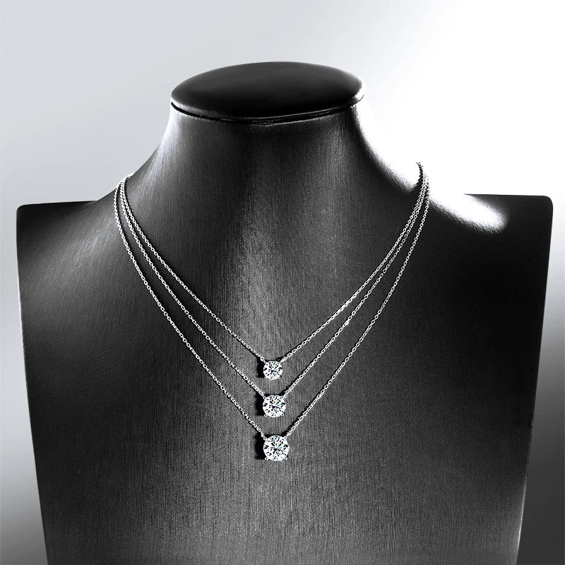 Smyoue White Gold Plated 1-10CT Moissanite Necklace for Women Classic Four Claws Pendant Wedding Jewelry 925 Sterling Silver