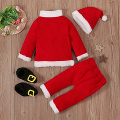 Baby Boy Girl Christmas Outfit Toddler Santa Costume Cute Santa Claus Cosplay Dress Up Clothes Xmas Coat Pant 4pcs Set