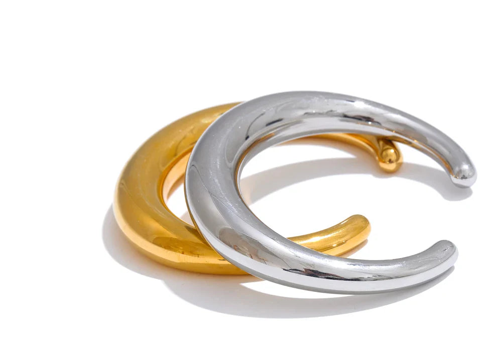 Yhpup 62mm Stainless Steel Smooth Expensive Chunky Cuff Open Bracelet Bangle Statement Texture High Quality Jewelry Gift