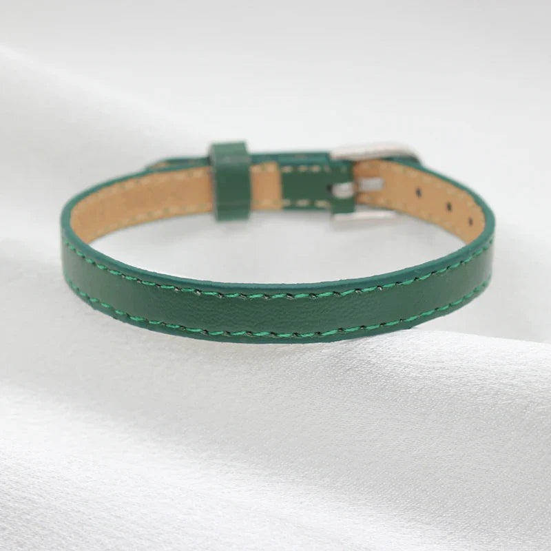 20pcs Real Leather Bracelet Band 8/10mm Width 21cm Length Through Slide Charms Letters Alphabet DIY Jewelry For Women Kids Gift