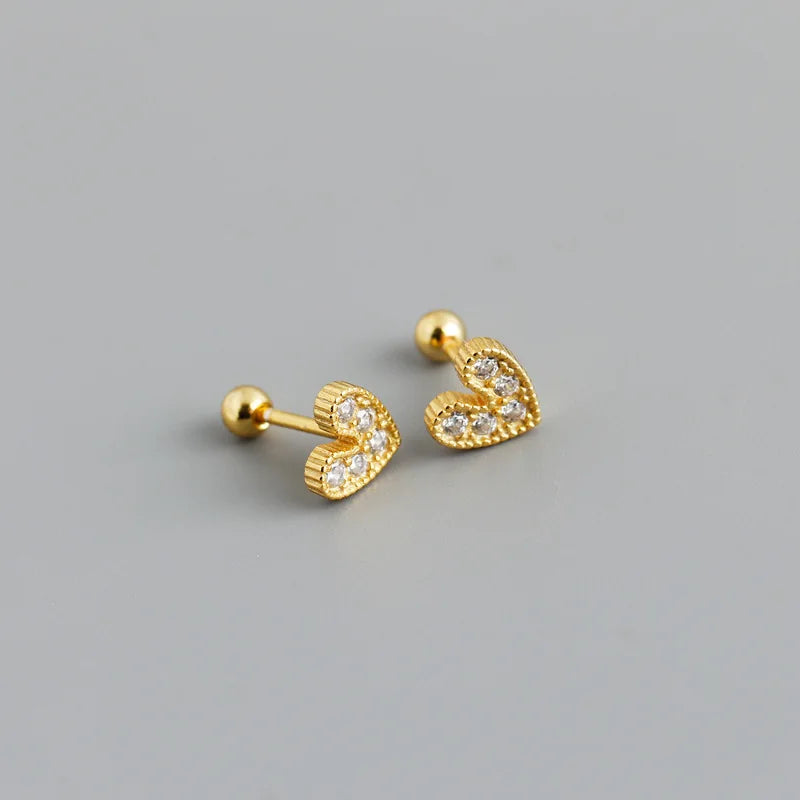 WANTME 925 Sterling Silver Fashion Korean Petal Screw Bead Stud Earrings for Women Charm Ear Bone Piercing Jewelry Accessories