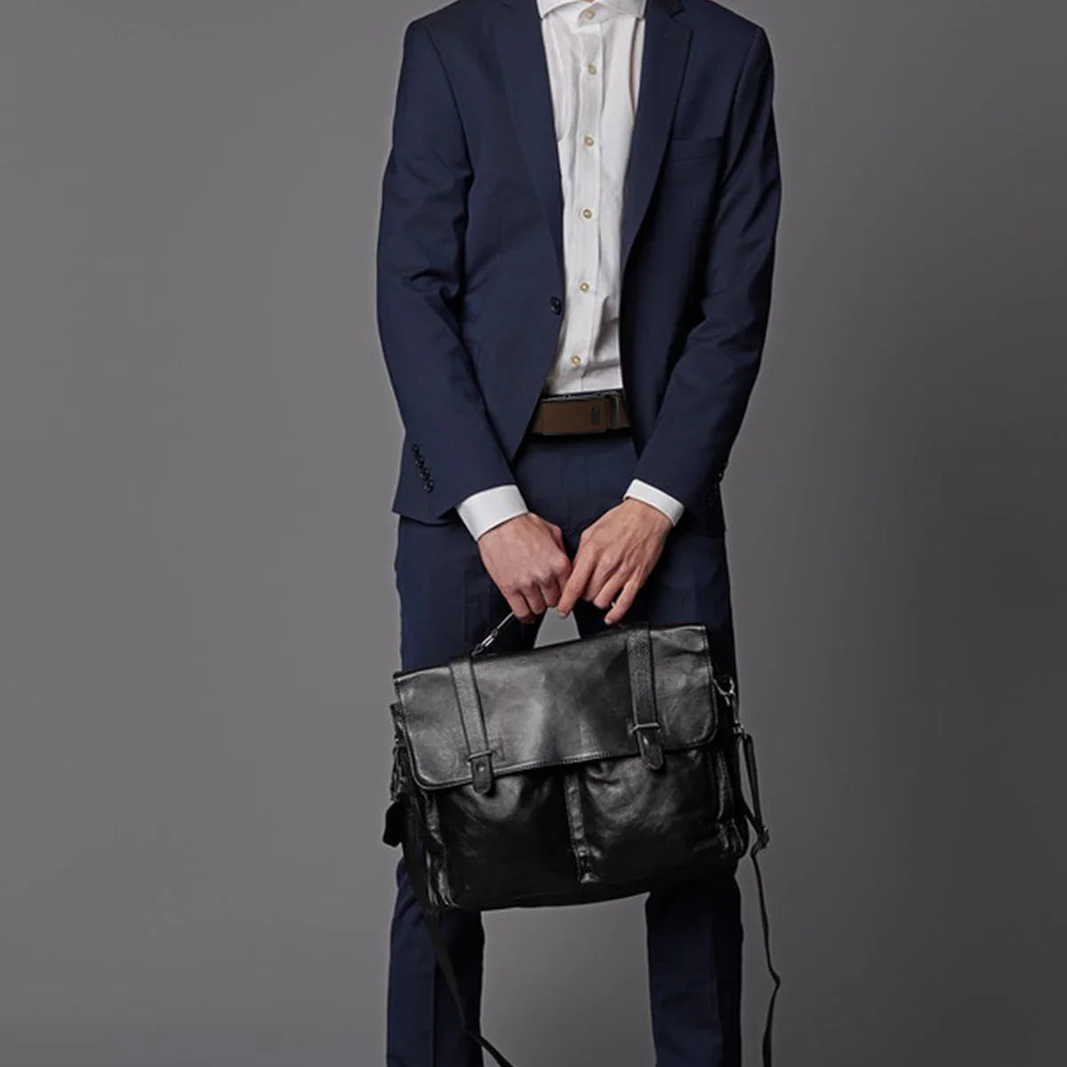 Men's leather belt with automatic buckle, Korean version trendy and casual middle-aged and young business leather pants belt