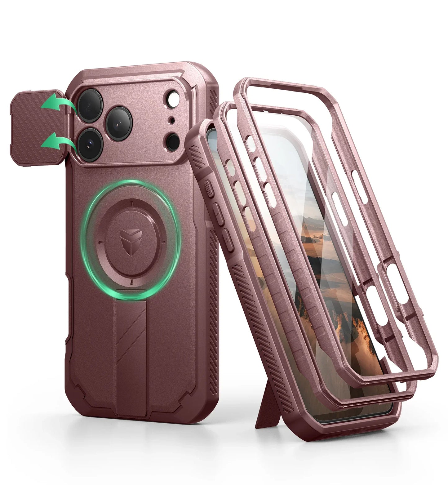 For iphone 17 Series case with Camera Cover & Adjustable Kickstand Compatible With MagSafe Shockproof  Magnetic Protective Cover