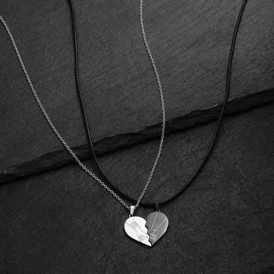 Fashion Stainless Steel Heart Puzzle Lock Key Pendant Couple Necklace Pendants Necklaces For Lovers Valentine's Day Jewelry