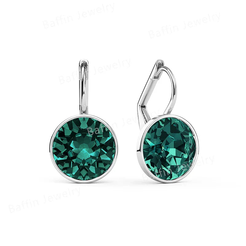 Bella Drop Earring for Women Christmas Birthday Premium Austrian Crystals Round Cut Dangle Silver Gold Color Pierced Jewelry