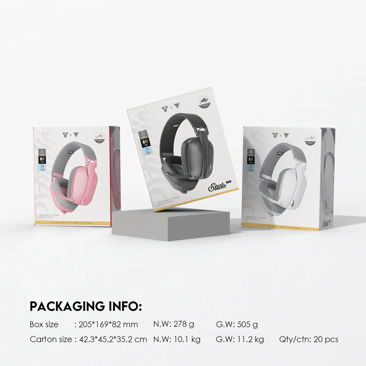 FANTECH WHG03P STUDIO PRO Gaming Headphones Wired& Wireless Bluetooth 7.1 Surround Headset With Noise Reduction Mic For PS5 XBOX