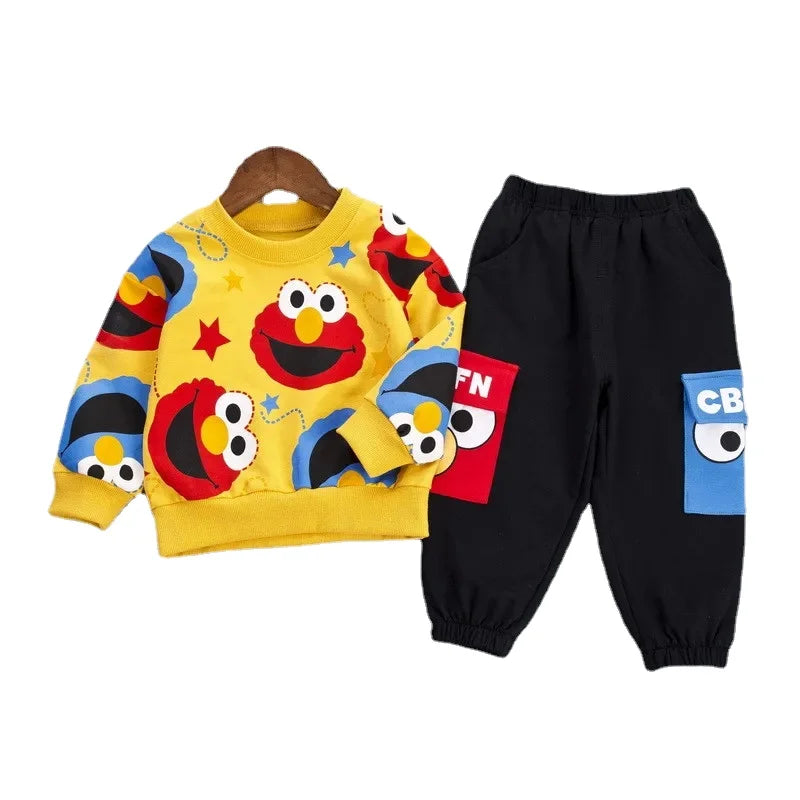 Spring Kids Boys Girls Casual Clothes Kids Cartoon T-Shirt Pants 2Pcs/Set Infant Cotton Clothing Set Children Fashion Tracksuit