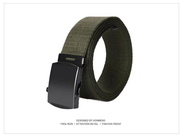 New Unisex Automatic Buckle Fashion Nylon Belt Classic Popular Casual Light Practical Woven Smooth Women Men Canvas Belt 3.8cm