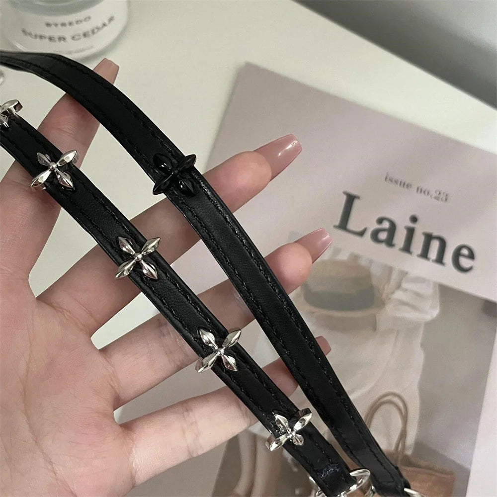 Vintage Luxury Cross Necklace For Women Fashion Punk PU Leather Choker