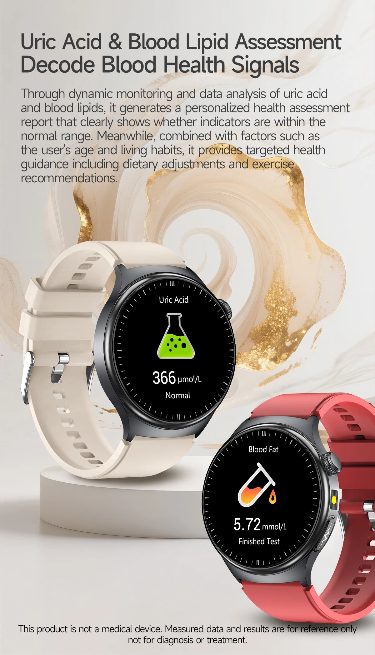 New Upgraded Health Monitoring Uric Acid Blood Pressure Blood Oxygen Heart Health Check Smart Watch ECG smart watches Man 2025