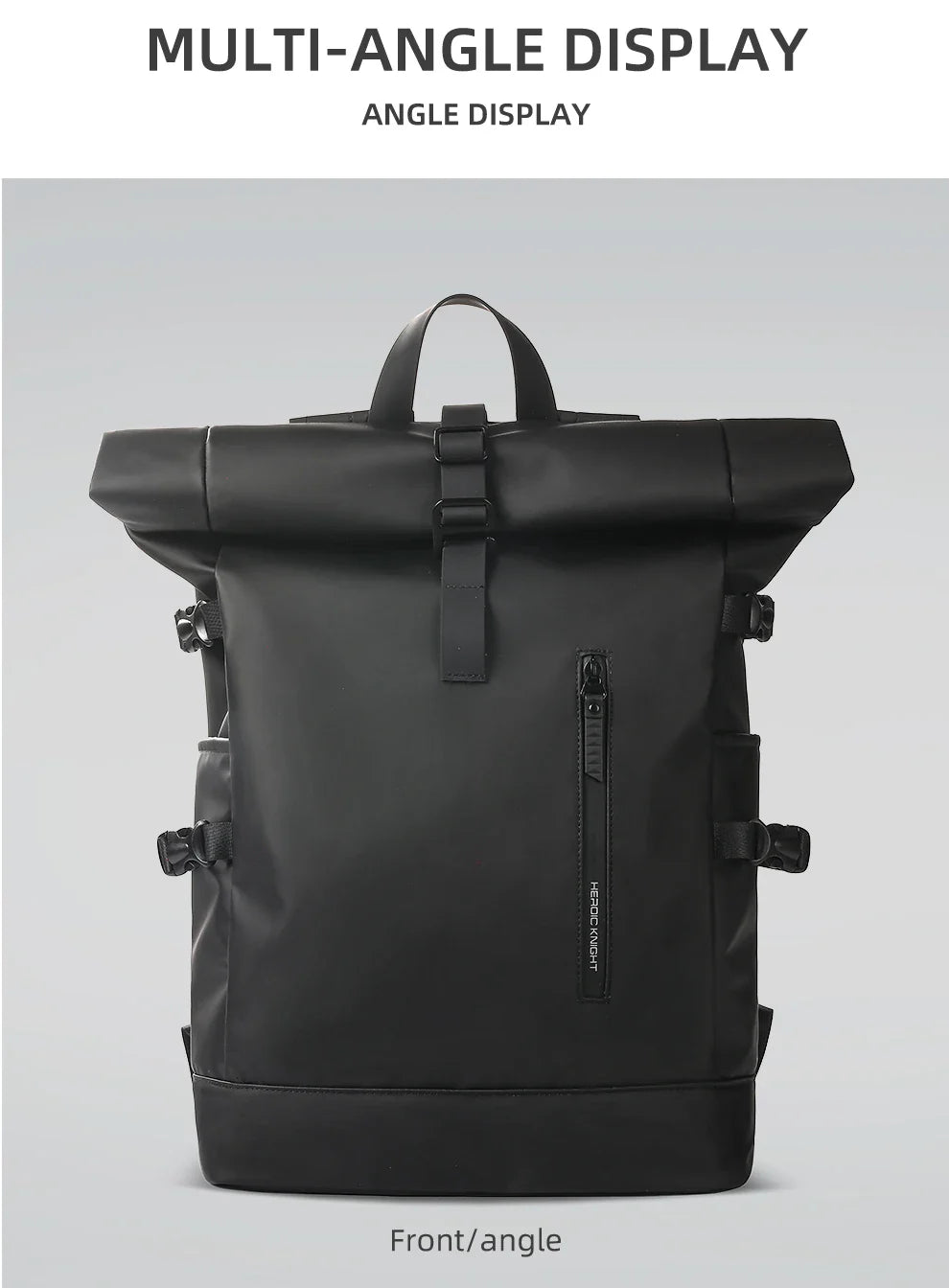 Heroic Knight Men's backpack Waterproof Roll Top Backpack Women Travel Expandable USB Charging Large Capacity Laptop Bag Mochila