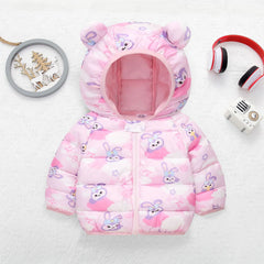 Cartoon Rabbit Cute Keep Warm Girls Jacket 1-5 Years Old Hooded Down Coat