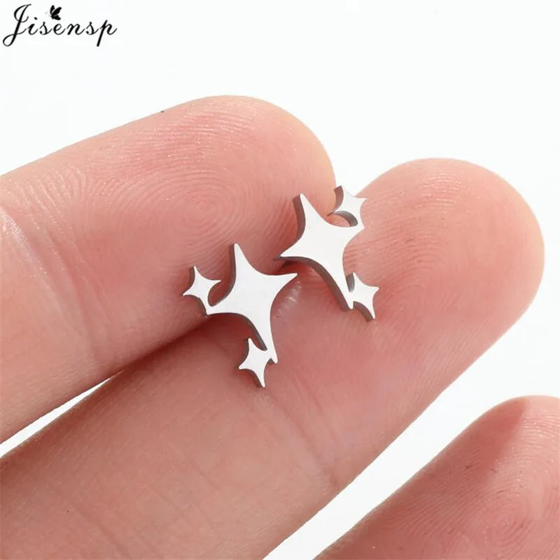 Mini Stainless Steel Earings Fashion Jewelry Cute Heart Music Leaf Bunny Sun Stud Earrings for Women Lion Ear Studs Pendientes