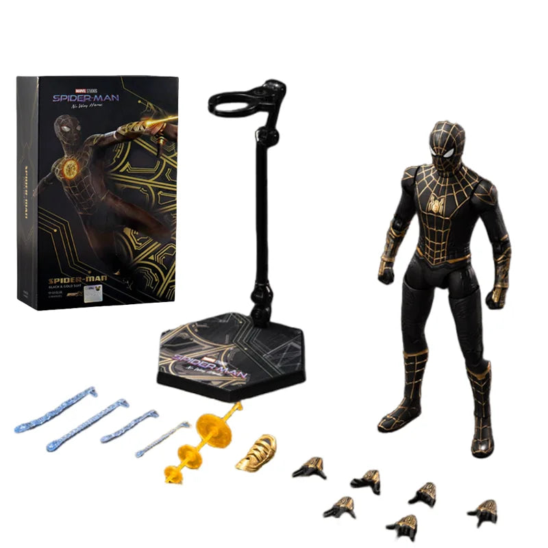 Original ZD PS4 Spider Man Anime Peter Parker Gold Black Action Figure Statue Model Desktop Ornament Garage Kit Birthday Gifts
