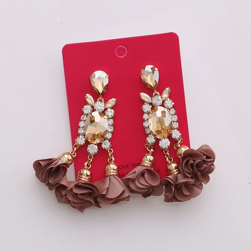 New Crystal Dangle Earrings For Women Rhinestone Earrings Weddings Ladies Party Fashion Jewelry Accessories Wholesale Gifts