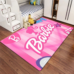 Barbie Cute Pink Beauty Cartoon HD Print Carpet Living Room, kitchen, bedroom
