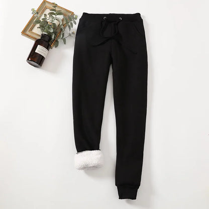 Lucyever Winter Thicken Plush Sweatpants Women Elastic Waist Warm Harem