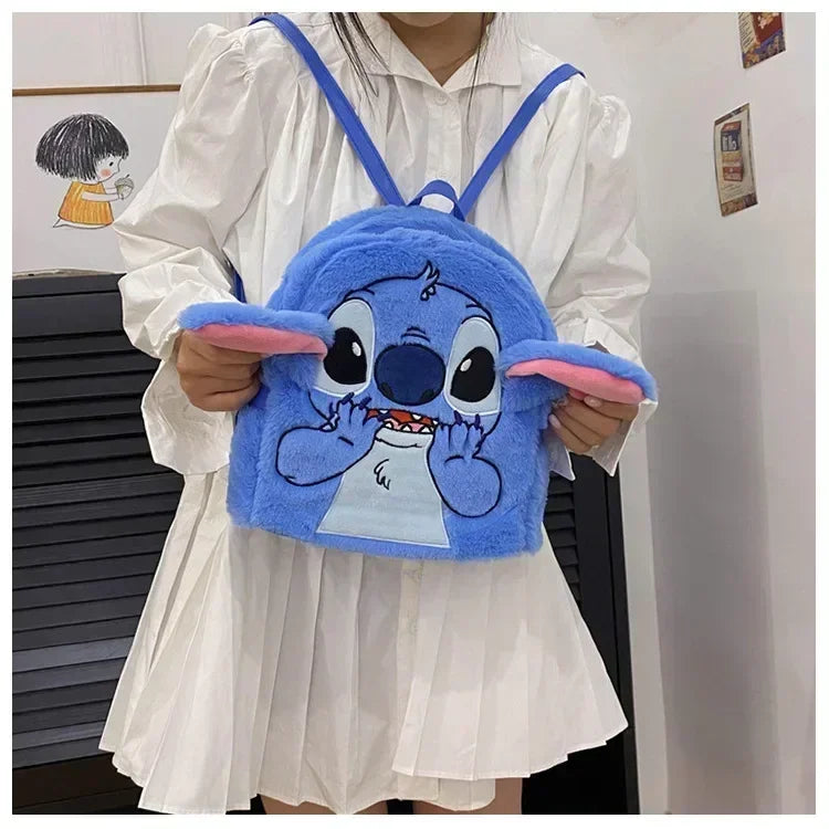 Disney high-quality sewn plush backpack cartoon fashion 3D mini women's backpack large capacity cute children's school bag