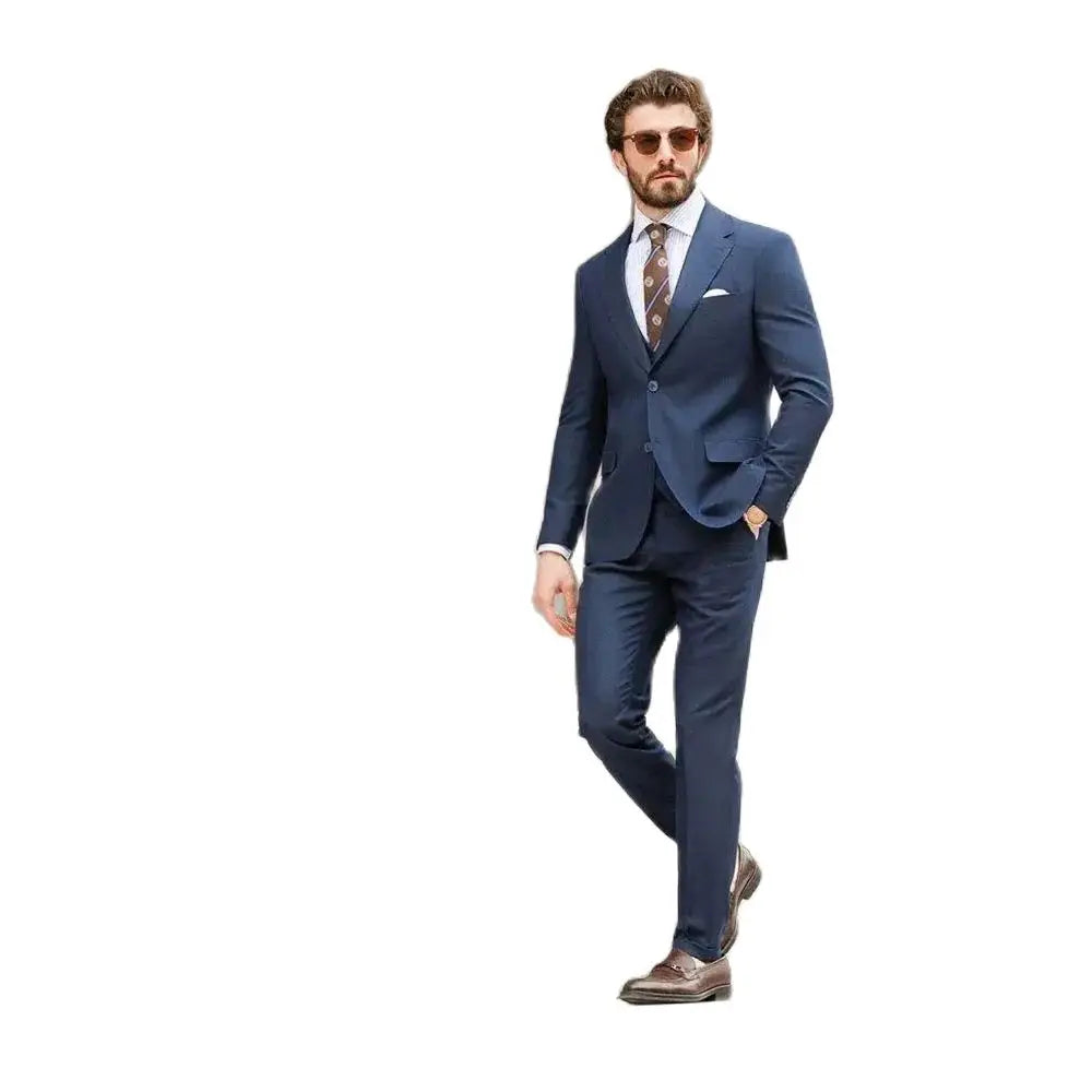 Prom Suits for Men: Navy Blue Men Suits Business Outfits 2 Piece Jacket Pants