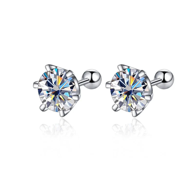 Gica Gema 0.5-2ct Moissanite Screw Stud Earrings D Color 925 Sterling Silver Diamond Earrings For Women Wedding Fine Jewelry
