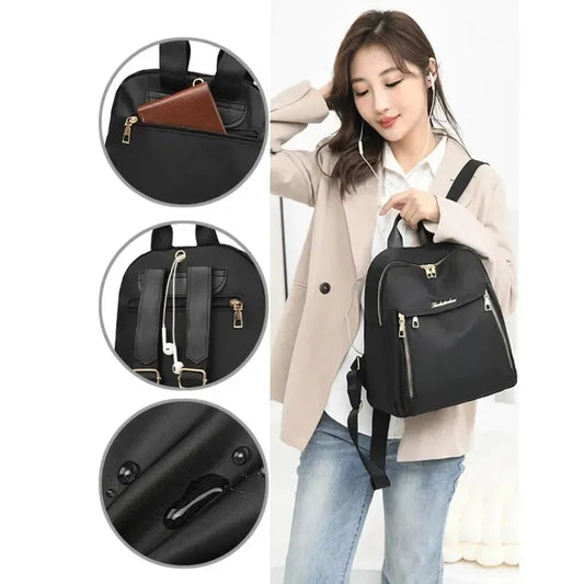 Simple Large Capacity Black Travel Backpack Women's Harajuku Style Student Backpack Unisex High Street Style Backpack