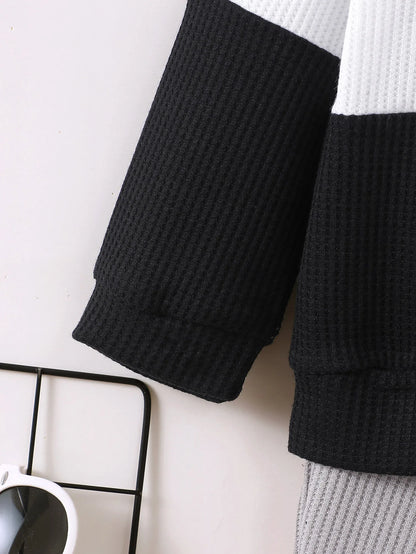 2PCS Kids Boy Clothing Set Fashion Color Block Long Sleeve Top+Pants Spring&Autumn Handsome Sports Outfit for Children 1-6 Years