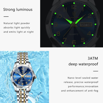 POEDAGAR Fashion Ladies Watch Waterproof Luminous Date Week Watch for Woman High Quality Stainless Steel Women's Quartz Watches