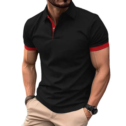 Summer Men Polo Shirts Men Short Sleeve Shirt Contrast Color Lightweight Streetwear Casual  Lapel Collar Tops