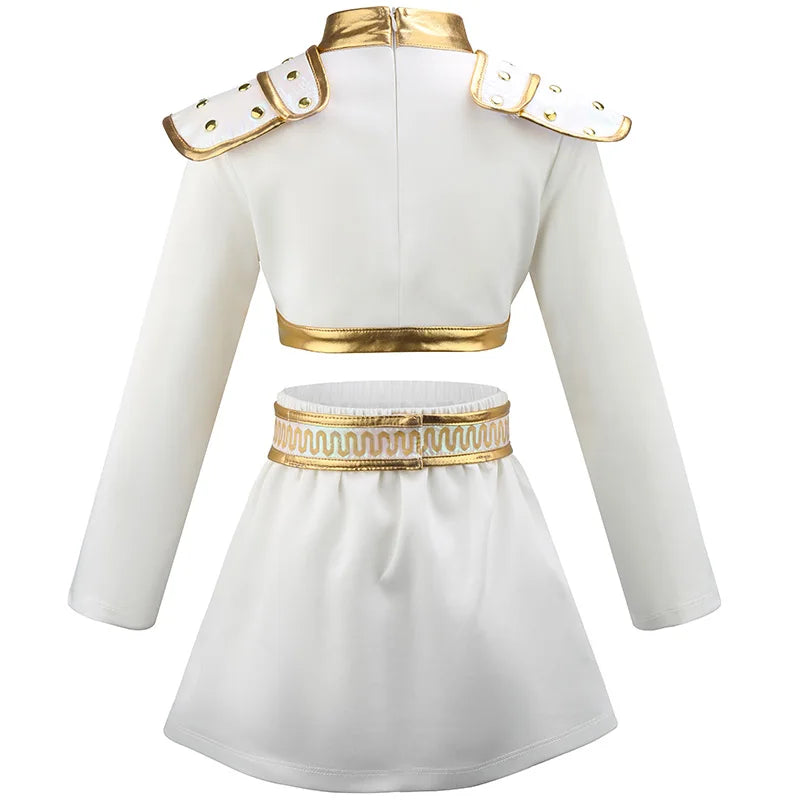 Girls' Stage 3-Piece Singing Competition Shining Set Halloween Dance Party Cool Girl Korean Casual Clothing Metal Pattern Jacket