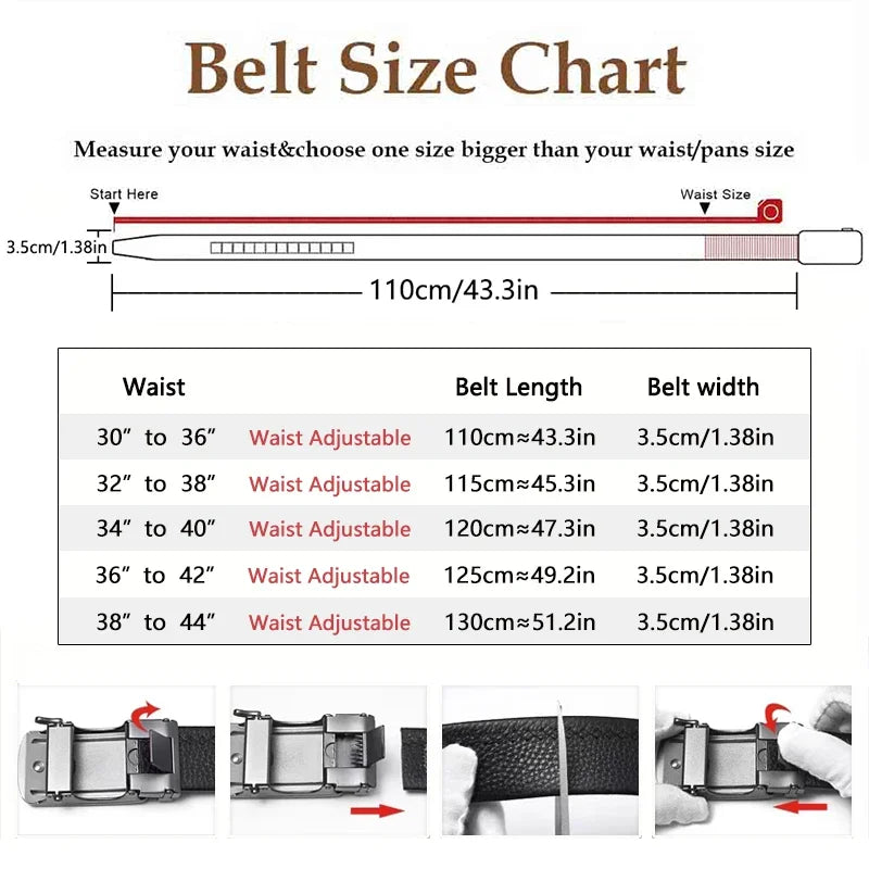Men's Belt With Alloy Automatic Buckle, Fashion Men's Business Leisure Belt