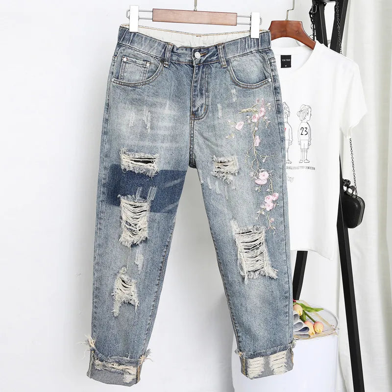 Womens Jeans Denim Loose Slim Fitted Vintage Harem Pants Plus Size Jeans
