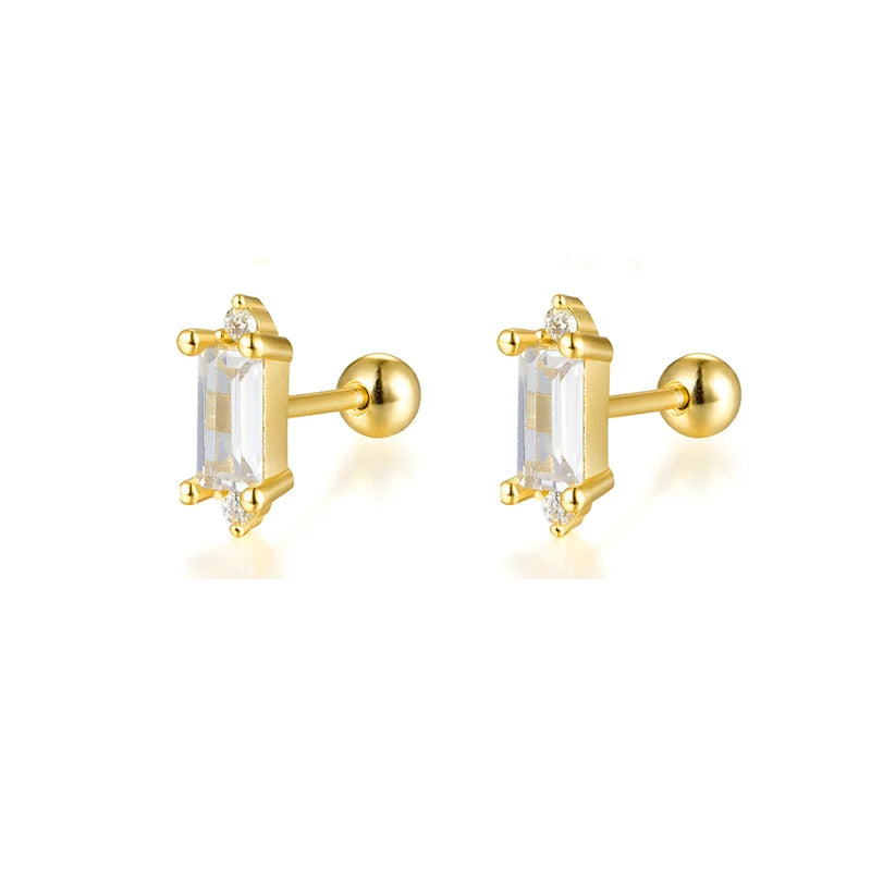 WANTME 925 Sterling Silver Fashion Love Butterfly Romantic Star Crown Screw Stud Earrings for Women Ear Bone Piercing Jewelry