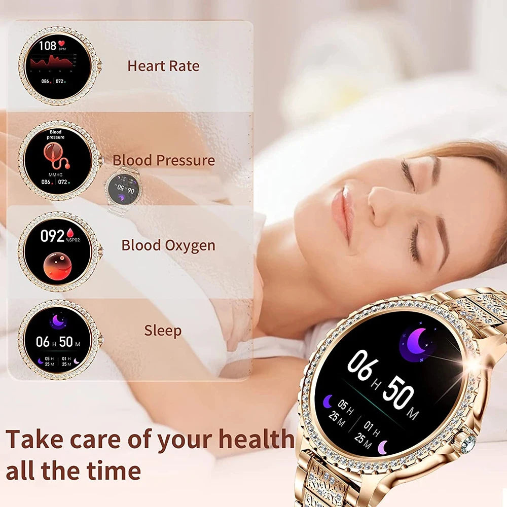 2024New Fashion Women Smart Watch 360*360 HD Screen Sports Bracelet Custom Dial Heart Rate Voice Call Smartwatch For Android IOS