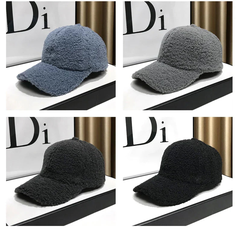Winter Hats For Women Baseball Caps Plush Thickened Warm Baseball Cap Female Casual Solid Color Fashion Design Outdoor