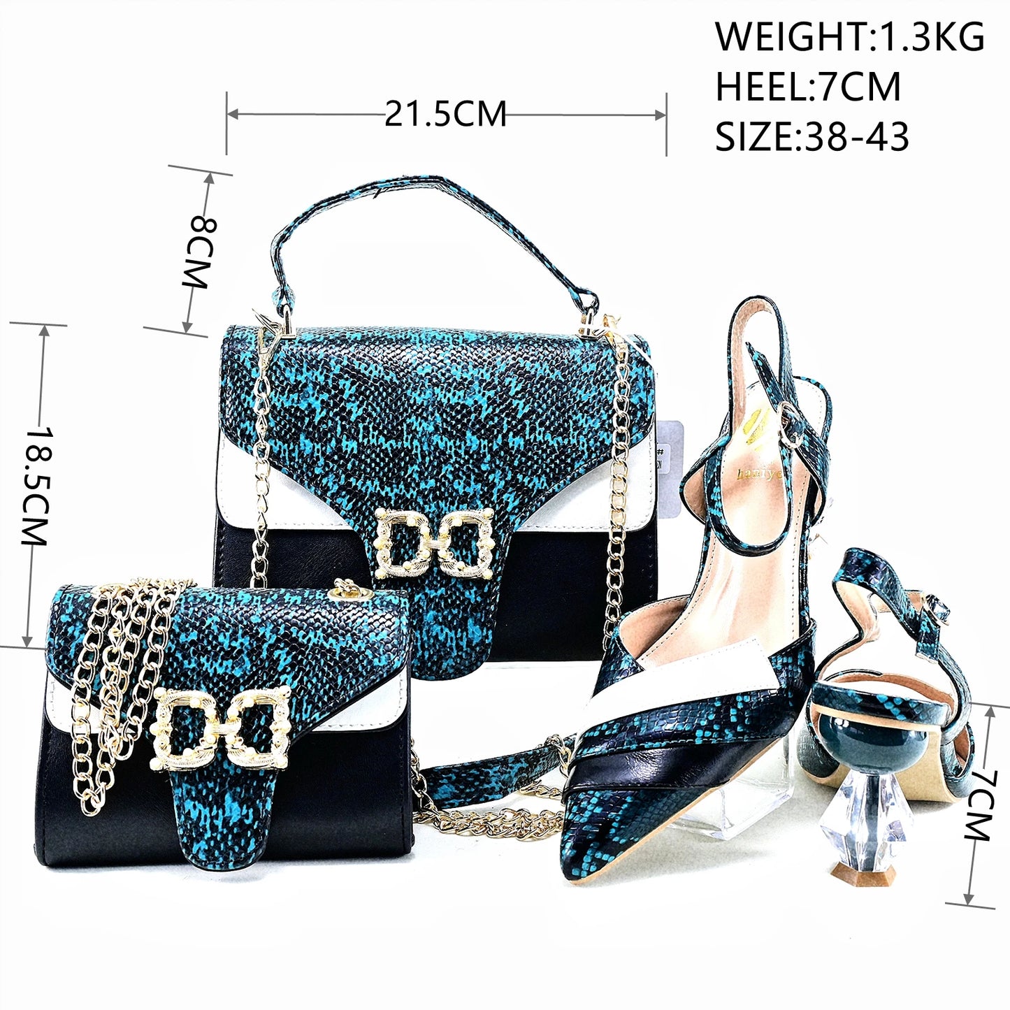 Doershow New Arrival African Wedding Shoes and Bag Set green Color Italian Shoes with Matching Bags Nigerian lady party HRT1-38