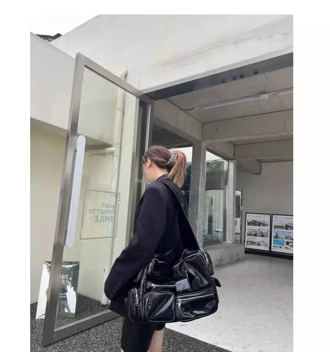 Simple PU Leather Branded Multi-function Crossbody Handbags and Purses Spring