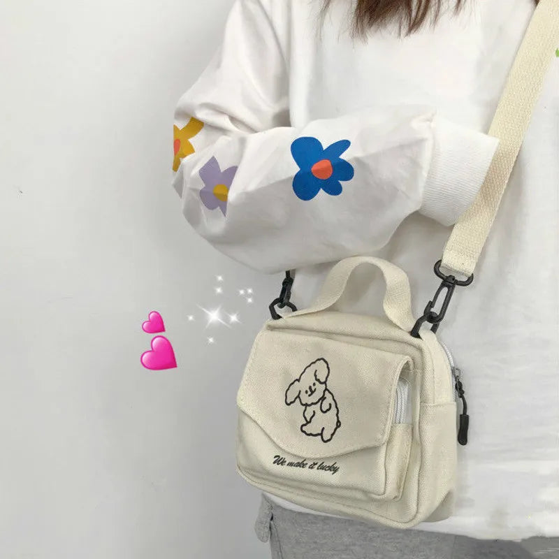 Women Messenger Bag Ladies Canvas Printed Cute Envelope Small Tote Bag Lady