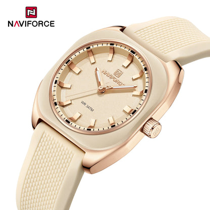 NAVIFORCE Fashion Women's Casual Elegant Simple Polygon Quartz Silicone Watch Gift for Women Wristwatch Casual Relogio Feminino