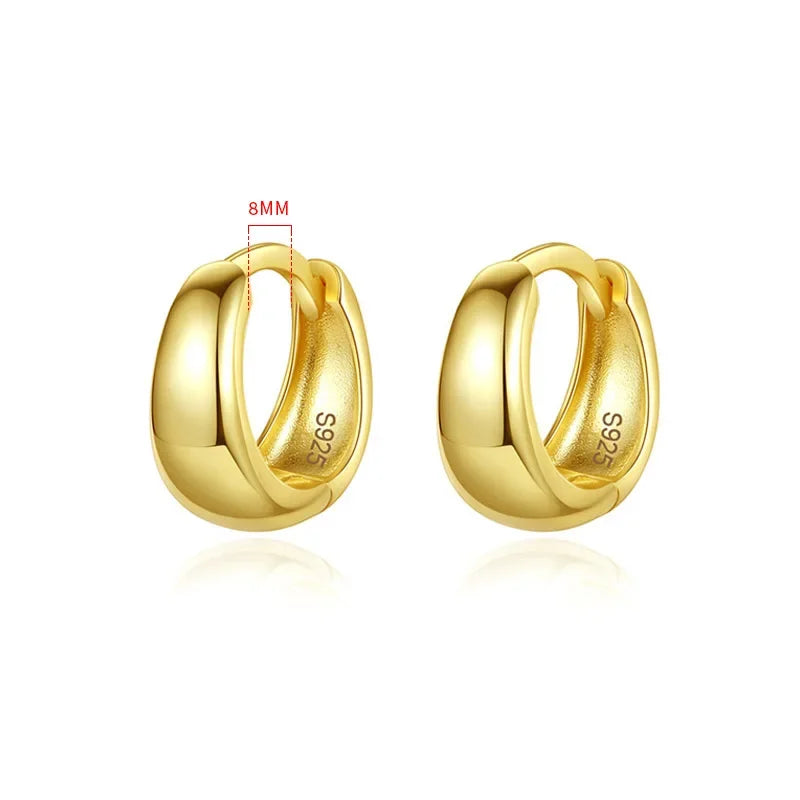TrustDavis Real 925 Sterling Silve Fashion Inside Diameter 6 7 8 9 10mm Hoop Earrings For Women Men Personality Jewelry DG0132