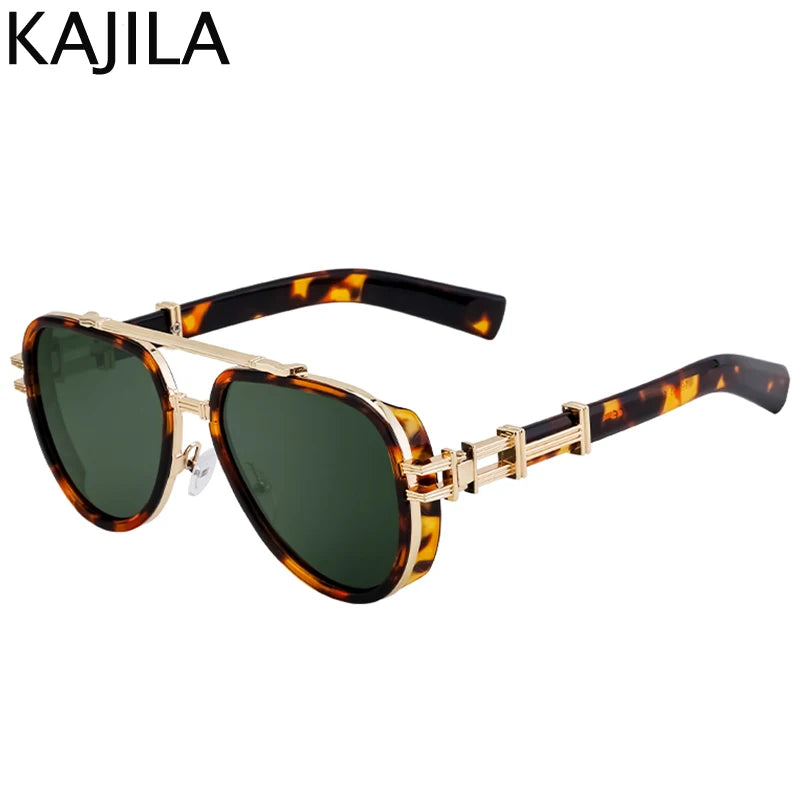 Sunglasses Men Brand Oval Metal Frame Steampunk Sunglasses