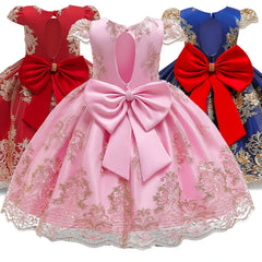 Girls Dress Mesh Pearls Children Wedding Party Dresses Kids Evening Ball Gowns