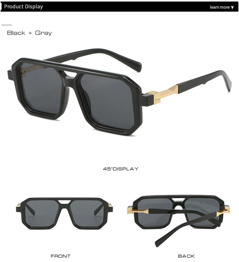 SHAUNA New Double Bridges Square Sunglasses Women Fashion Gradient Shades UV400 Retro Polygon Men Sun Glasses