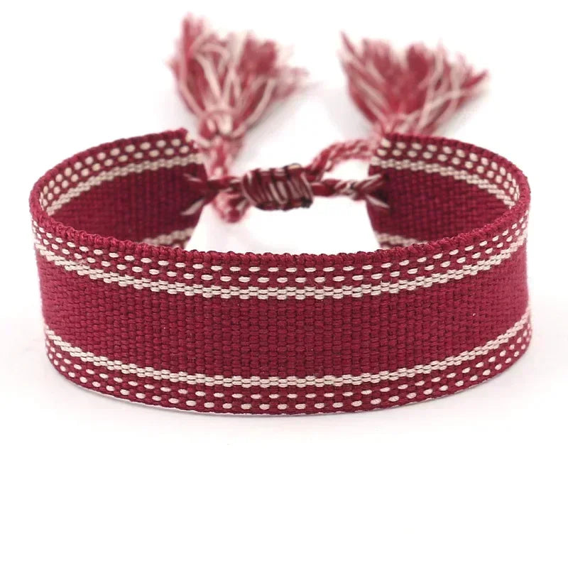 Ethnic Personality Braided Fabric Bracelet for Women Bohemian Adjustable Bracelet Handmade Wrist Bracelet Tassel Fashion Jewelry