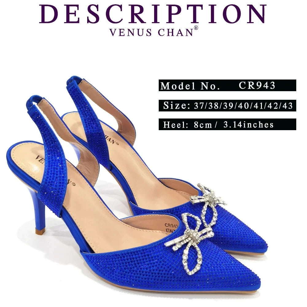 2024 Newest INS Style Blue Color Elegant High Heels Nigeria Popular Design African Ladies Shoes Matching Bag Set