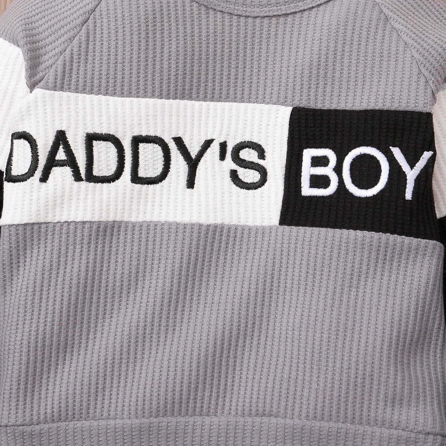 Winter Newborn Infant Baby Boy Long Sleeve Knitted    Soft  Waffle  Letter Casual Fashion Baby Clothing